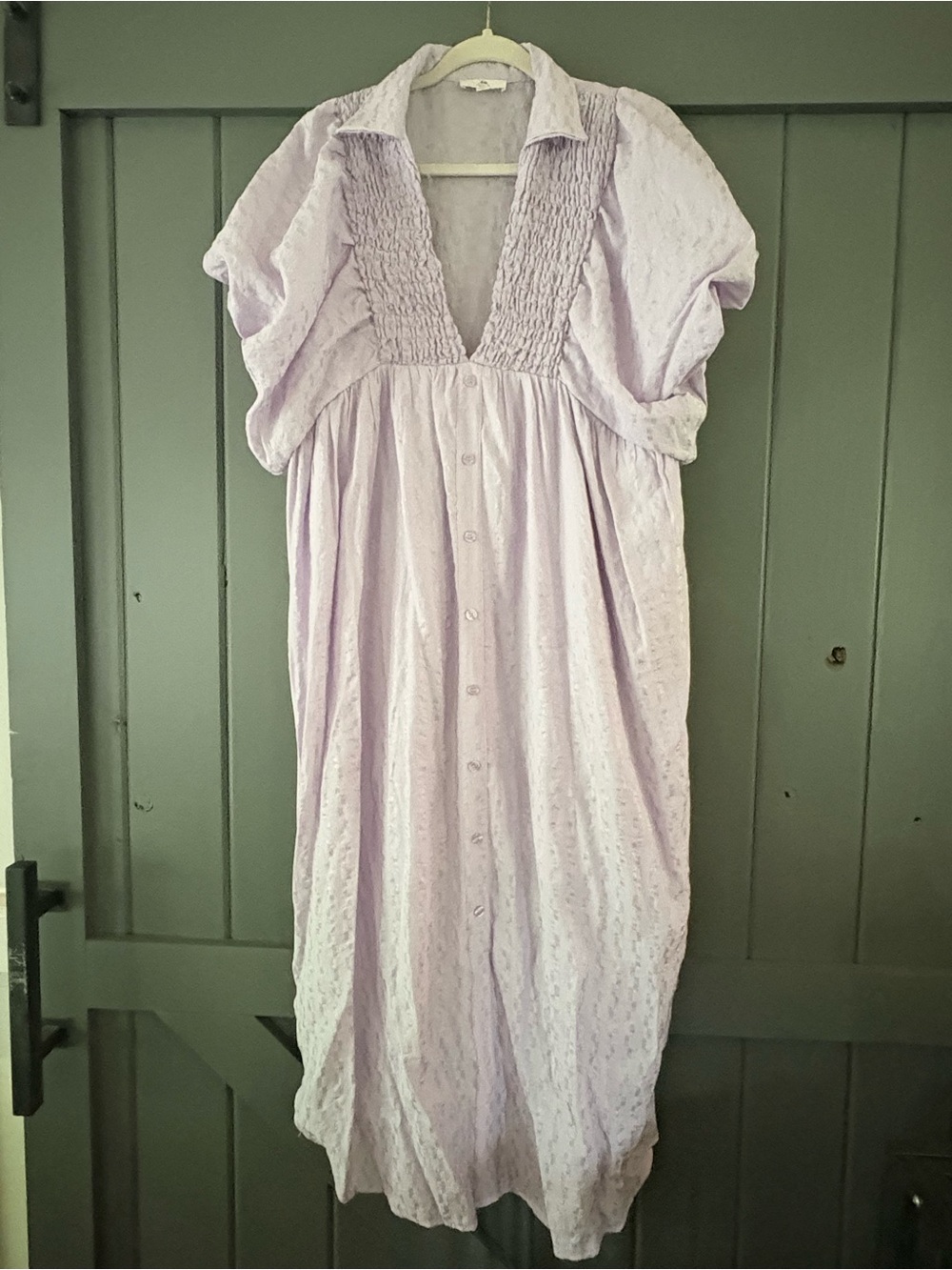 Lavender Button-Front Maxi Dress